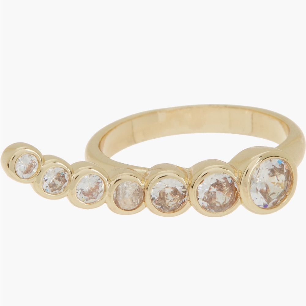 Glaze jewelry 14kt gold plated cascading ring, sz 7
